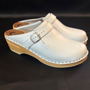 Troentorp Swedish Clogs Size 40 Pale Blue Leather